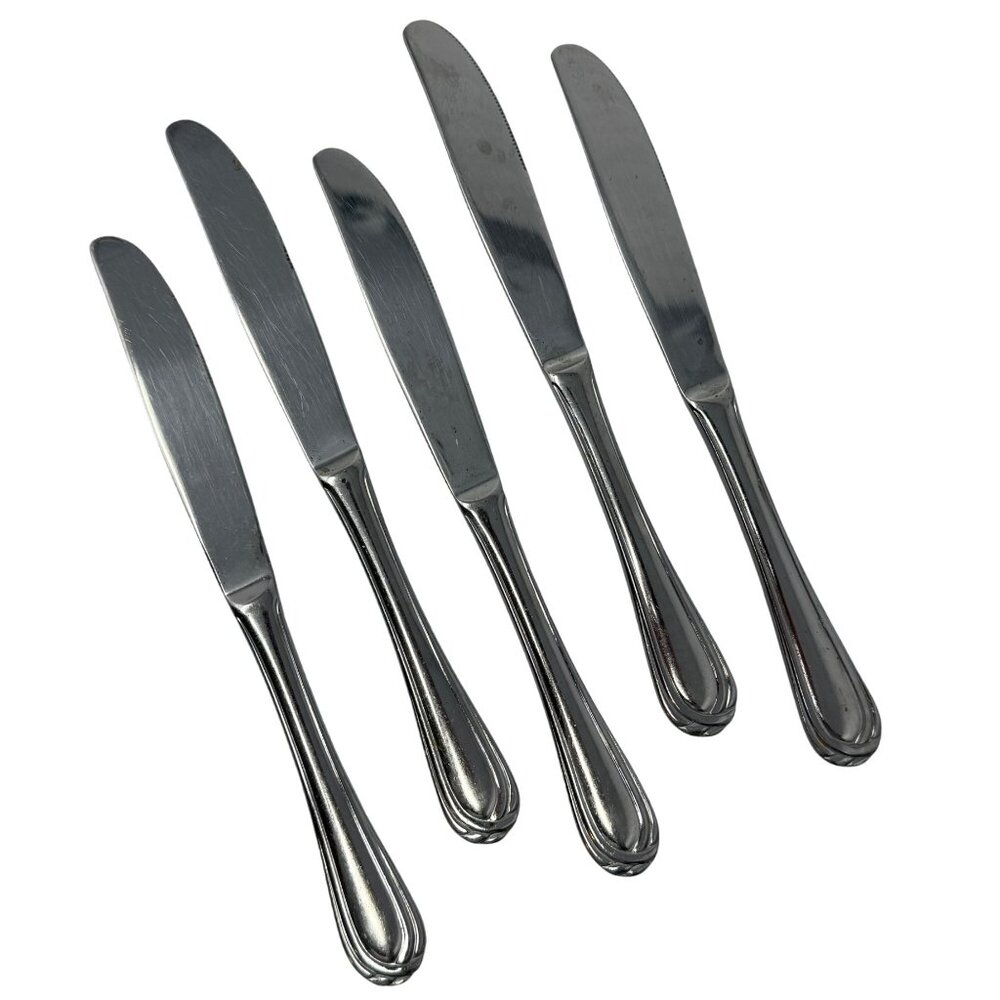 5 Vintage Dinner Knives OTTAWA Oneida Stainless Steel Flatware, vintage flatware